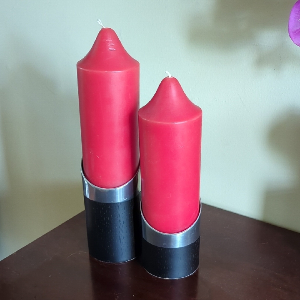 Red Candle Set with Holders